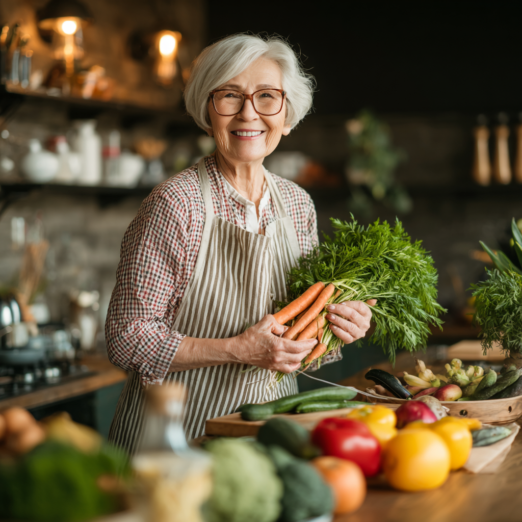 Elderly European woman drinking fresh water outdoors while doing gentle stretching exercises